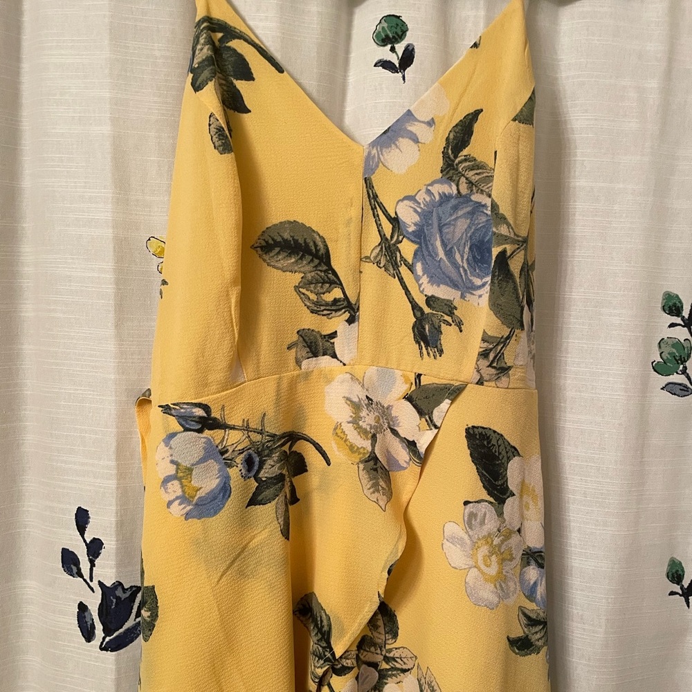Yellow And Blue Floral Mini Sundress